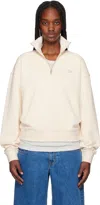 MAISON KITSUNÉ BEIGE BABY FOX PATCH HALF ZIP SWEATSHIRT