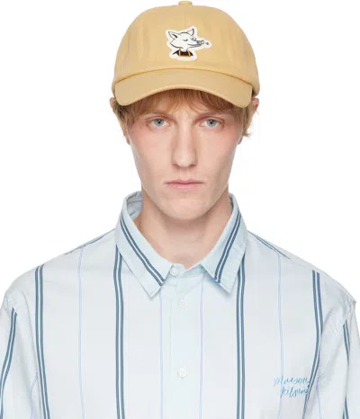 Maison Kitsuné Beige Barista Fox Patch Cap