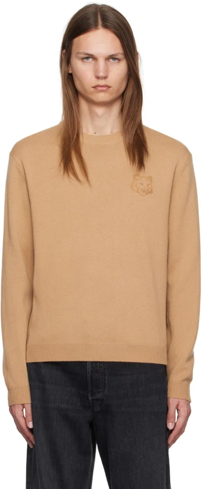 Maison Kitsuné Beige Bold Fox Head Embroidered Sweater In P245 Chino Beige