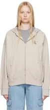 Maison Kitsuné Beige Bold Fox Head Patch Fullzip Oversize Hoodie