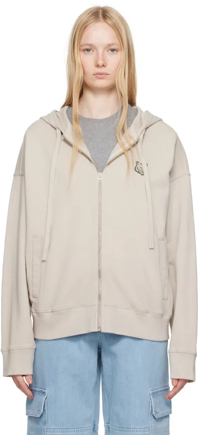 Maison Kitsuné Beige Bold Fox Head Patch Fullzip Oversize Hoodie In Brown
