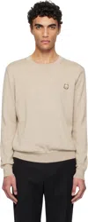 Maison Kitsuné Beige Bold Fox Head Patch Regular Sweater In 0134 Marble
