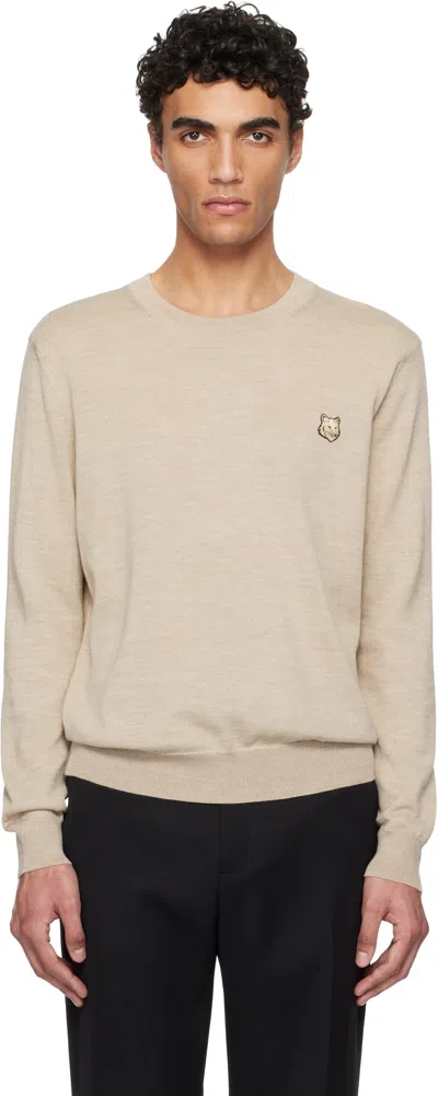 Maison Kitsuné Beige Bold Fox Head Patch Regular Sweater In 0134 Marble
