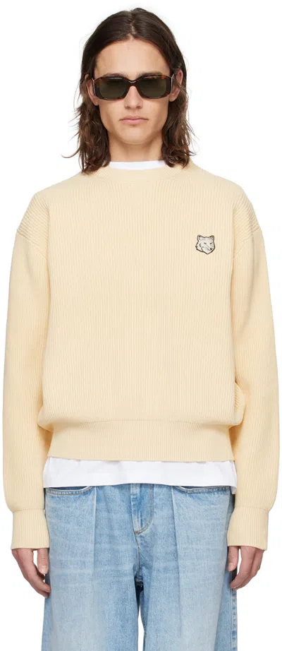 Maison Kitsuné Beige Bold Fox Head Sweater In Cream