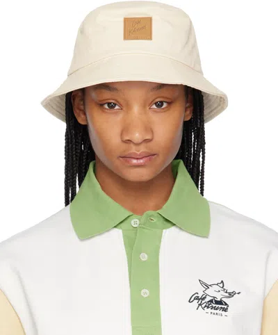 Maison Kitsuné Beige 'café Kitsuné' Bucket Hat In P709 Tapioca