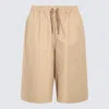 Maison Kitsuné Beige Cotton Blend Shorts In Brown