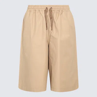 Maison Kitsuné Beige Cotton Blend Shorts In Brown