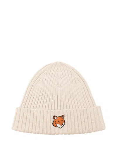 Maison Kitsuné Beige Cotton Hat In White