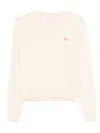 Maison Kitsuné Baby Fox Embroidered Merino-wool Sweater In Neutral