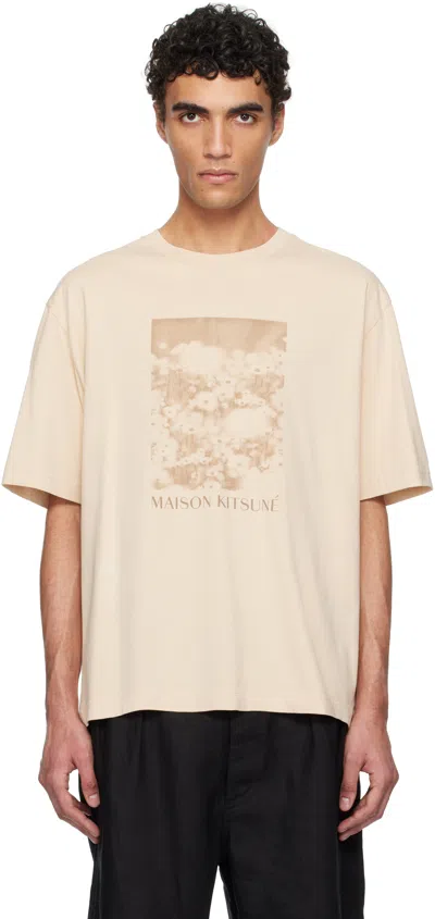 Maison Kitsuné Beige Daisy Field Oversize T-shirt In P213 Smoke