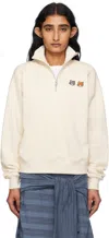 Maison Kitsuné Beige Double Bold Fox Head Half Zip Comfort Sweatshirt In Neutral