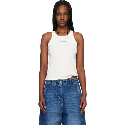 Maison Kitsuné Beige ' Paris' Ribbed Tank Top