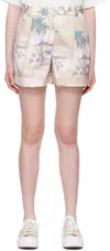 Maison Kitsuné Beige Pleated Shorts In O205 Paper Design