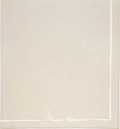 Maison Kitsuné Beige Poetic Script Scarf In Neutral