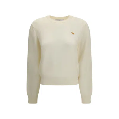 Maison Kitsuné Beige Wool Oves Aries Sweatshirt In White