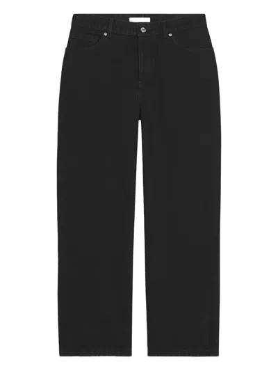 Maison Kitsuné Belt-loops Denim Trousers In Black