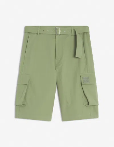 Maison Kitsuné Belted Cargo Bermuda In Green