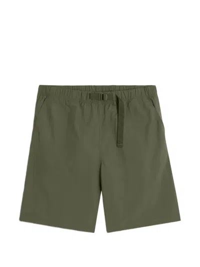 Maison Kitsuné Belted Logo-print Shorts In Green