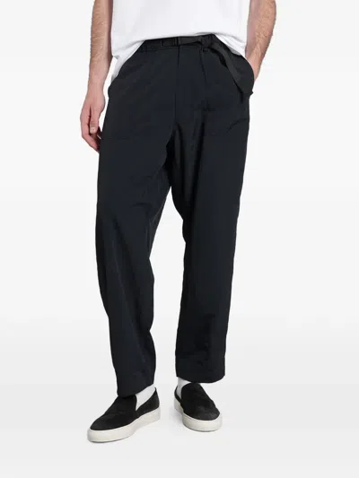 Maison Kitsuné Belted Logo-print Technical Trousers In Black