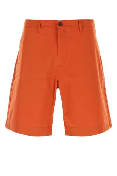 MAISON KITSUNÉ MAISON KITSUNE DARK ORANGE COTTON BERMUDA SHORTS