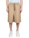 Maison Kitsuné Maison Kitsune Camel Cotton Blend Bermuda Shorts In Brown