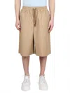 Maison Kitsuné Maison Kitsune Camel Cotton Blend Bermuda Shorts In Brown