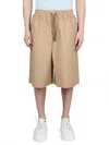 Maison Kitsuné Maison Kitsune Camel Cotton Blend Bermuda Shorts In Brown