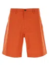 Maison Kitsuné Cotton Bermuda Shorts With Back Logoed Label In Paprika