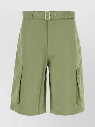 Maison Kitsuné Bermuda Shorts With Belt Loops And Pockets In Green