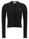 Maison Kitsuné Ribbed Baby Fox-patch Cardigan In Black