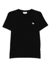 Maison Kitsuné Black Crewneck T-shirt With Baby Fox Logo Patch On The Front In Cotton Woman In Black