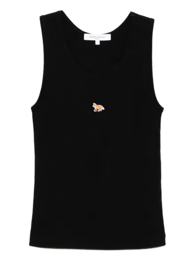 MAISON KITSUNÉ BLACK BABY FOX COTTON TANK TOP