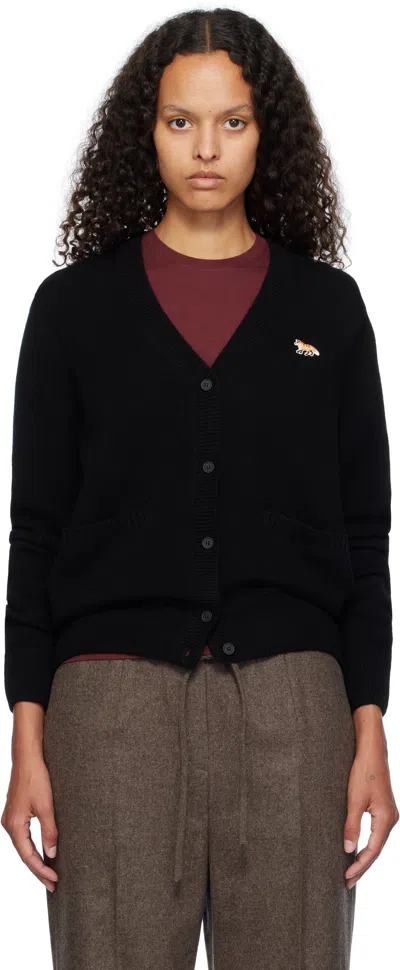 MAISON KITSUNÉ BLACK BABY FOX PATCH BOXY CARDIGAN