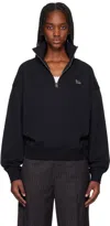 Maison Kitsuné Black Baby Fox Patch Half Zip Sweatshirt In P199 Black