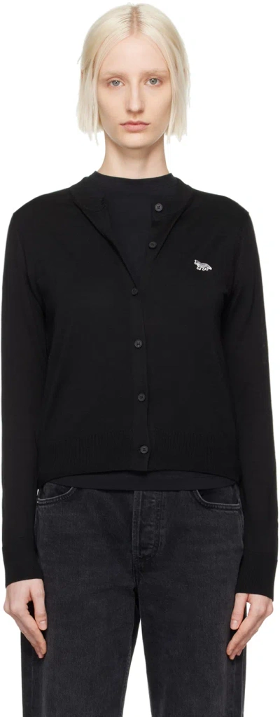 MAISON KITSUNÉ BLACK BABY FOX PATCH REGULAR CARDIGAN