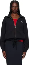Maison Kitsuné Black Baby Fox Patch Zipped Sweatshirt In P199 Black