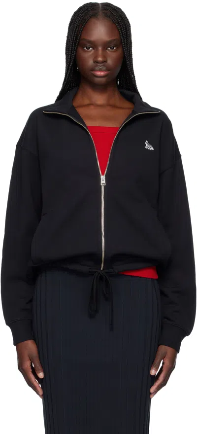 Maison Kitsuné Black Baby Fox Patch Zipped Sweatshirt In P199 Black