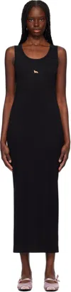 Maison Kitsuné Black Baby Fox Ribbed Tank Midi Dress In P199 Black