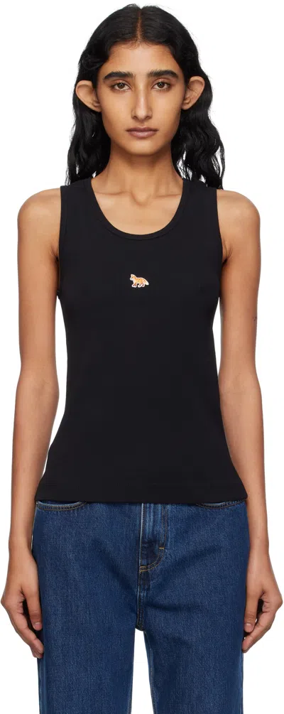 Maison Kitsuné Black 'baby Fox' Ribbed Tank Top