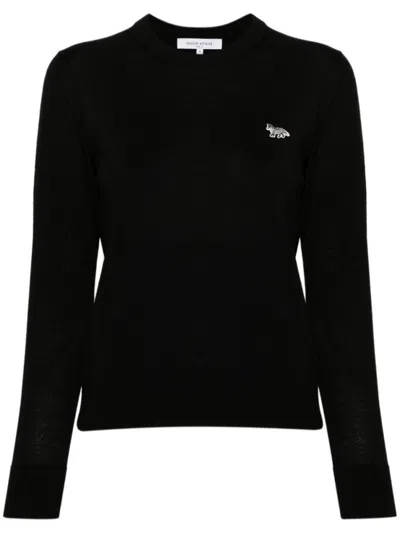MAISON KITSUNÉ BLACK BABY FOX WOOL JUMPER
