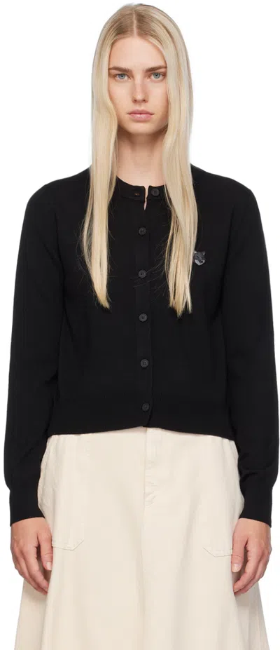 Maison Kitsuné Black Bold Fox Head Cardigan In P199 Black
