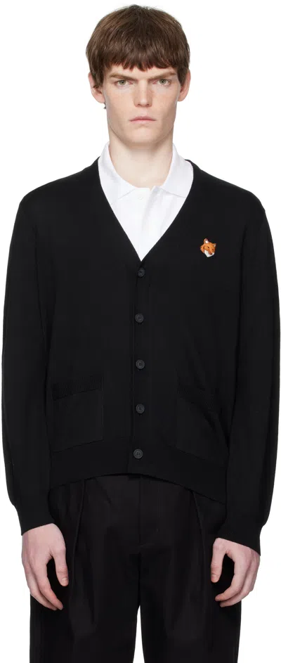 Maison Kitsuné Bold Fox Head Patch Cardigan In Black