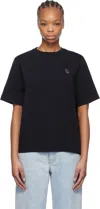 Maison Kitsuné Black Crewneck T-shirt With Fox Head Patch In P199 Black