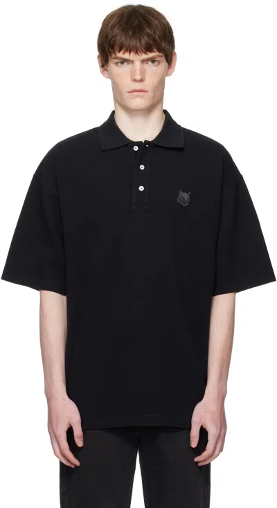 Maison Kitsuné Black Bold Fox Head Patch Oversize Polo