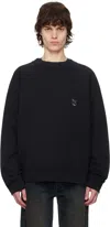 Maison Kitsuné Ribbed Crew Neck Sweater With Long Sleeves In P199 Black
