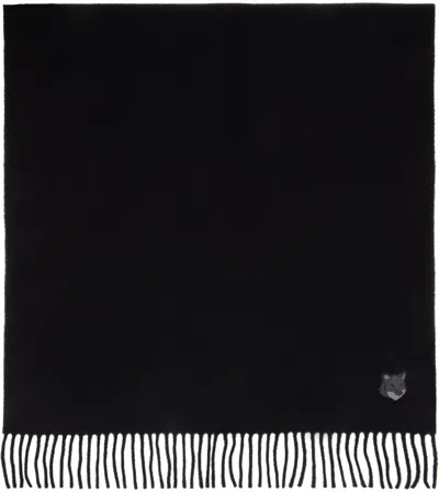 Maison Kitsuné Black Bold Fox Head Patch Scarf In P199 Black