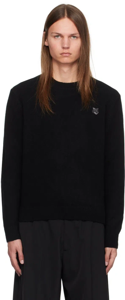 Maison Kitsuné Black Bold Fox Head Patch Sweater In P199 Black