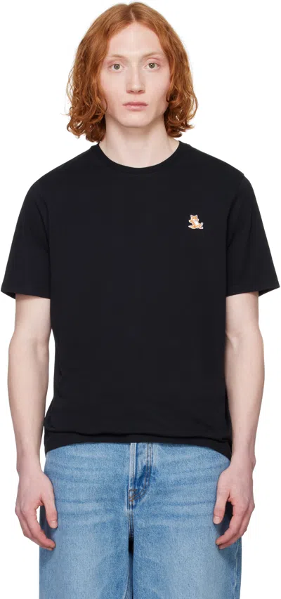 Maison Kitsuné Black Chillax Fox Patch Regular T-shirt In P199 Black