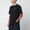 Maison Kitsuné Black Comfort T-shirt With Logo Patch In Multi