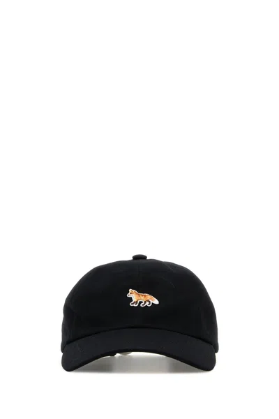 Maison Kitsuné Maison Kitsune Black Cotton Baseball Cap